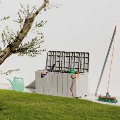 Toomax Bravo Garden Storage Box 270L - Warm Grey -Garden Tool Store 13997481 1945004537356445