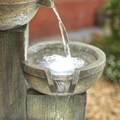 Stylish Fountain Ash Columns Water Feature With LEDs -Garden Tool Store 14519359 2355047822573173