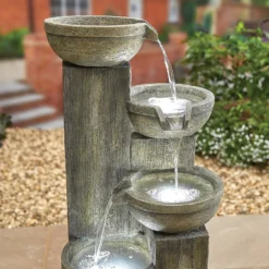 Stylish Fountain Ash Columns Water Feature With LEDs -Garden Tool Store 14519359 4105047822611828