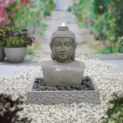 Stylish Fountain Lotus Buddha Water Feature With LEDs -Garden Tool Store 14519362 1725047822576716