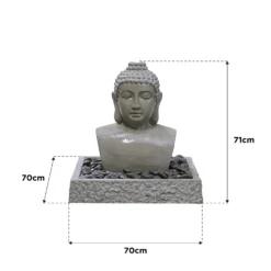 Stylish Fountain Lotus Buddha Water Feature With LEDs -Garden Tool Store 14519362 9825047822642530