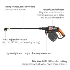 Worx Nitro Brushless Hydroshot Cordless Pressure Washer 12 Worx Nitro Brushless Hydroshot Cordless Pressure Washer -Garden Tool Store 14537894 6565044395731637
